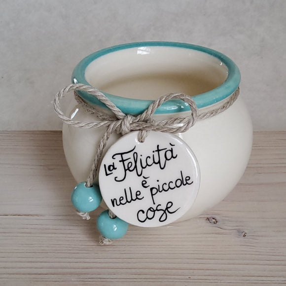 Vasetto con targhetta