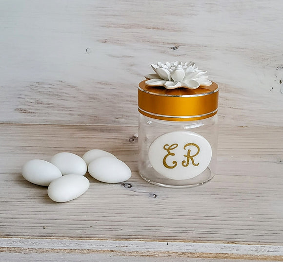 Barattolino con il fiore bianco (senza confetti)