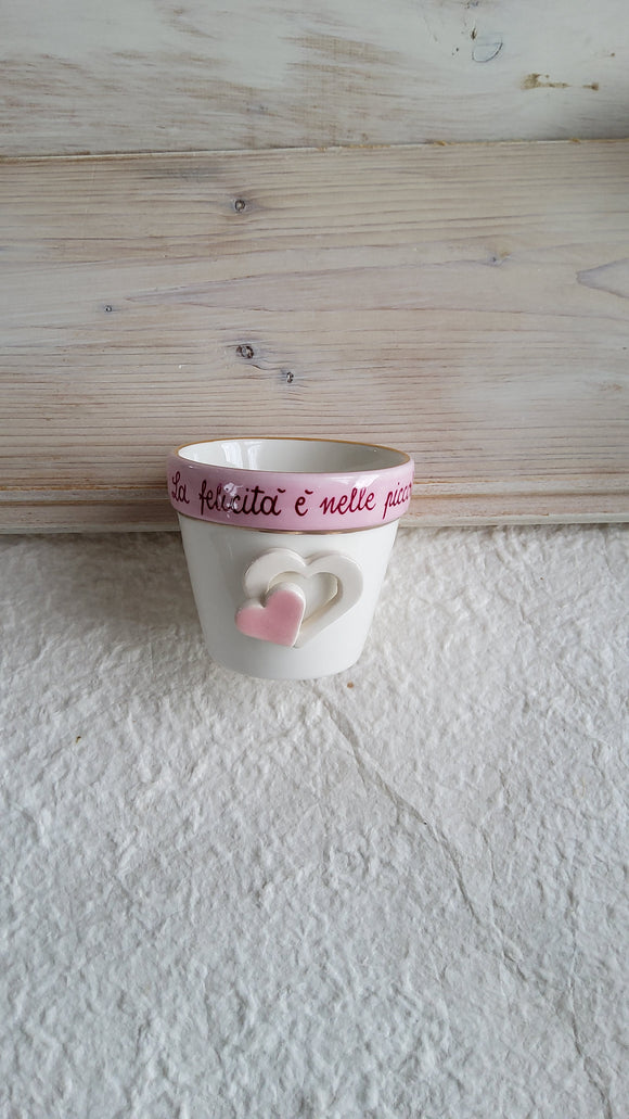 Vasetto doppio cuore rosa