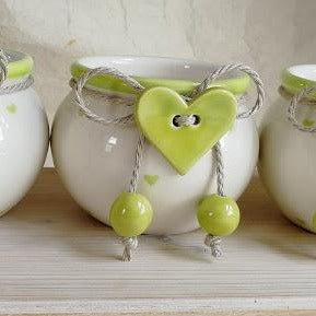 Vasetto con cuore a bottone