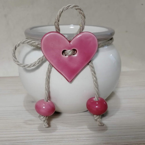 Vasetto con cuore a bottone