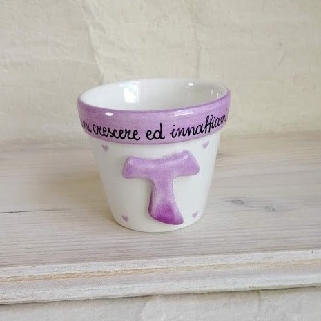 Vasetto con croce tau